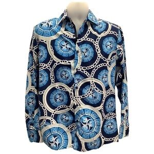 Silver Stone Size Medium Paisley Collection Long Sleeve Men's Modern Fit. New